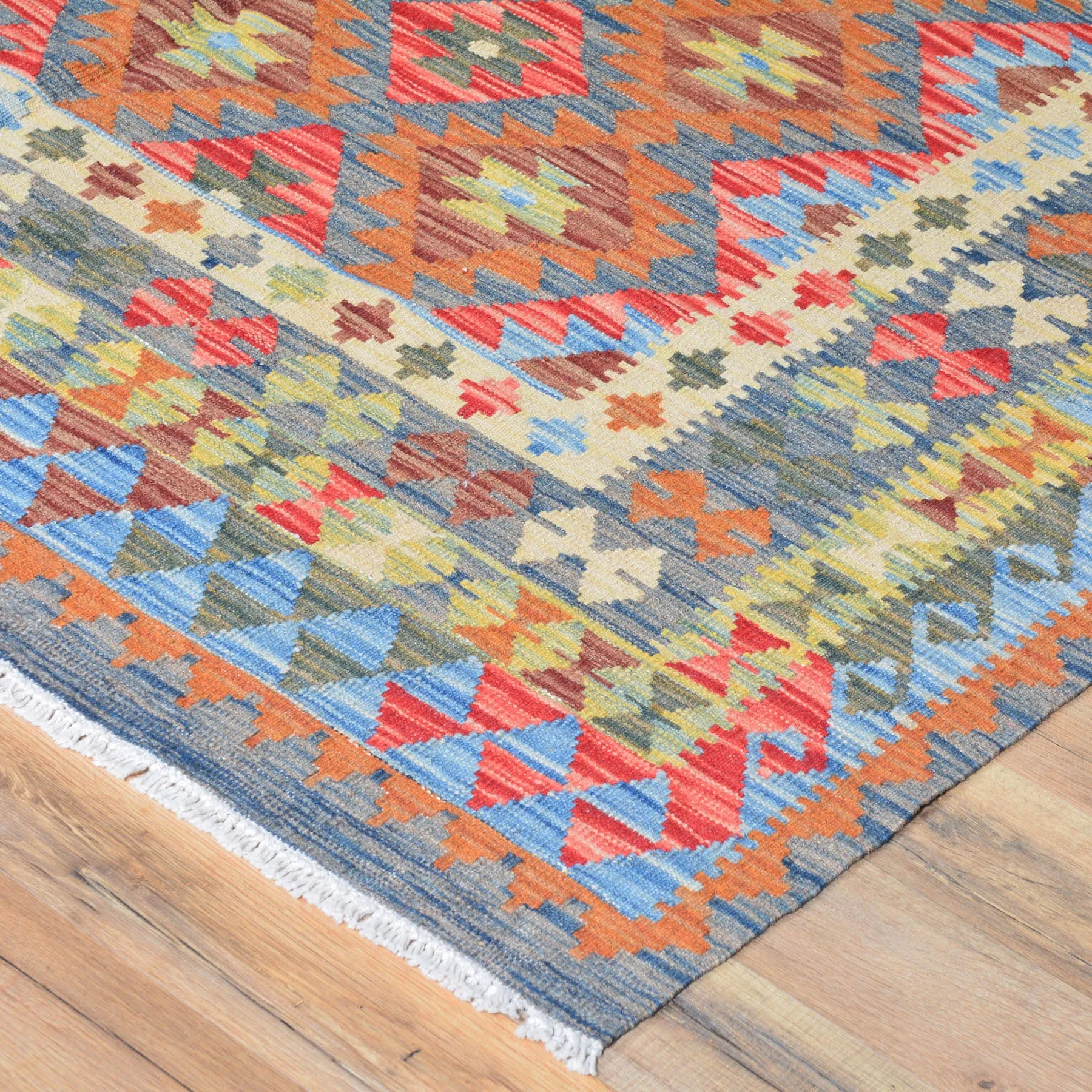 Hand-Woven Afghan Reversible Flatweave Kilim Wool Handmade Rug (Size 5.1 X 6.5) Brral-2991