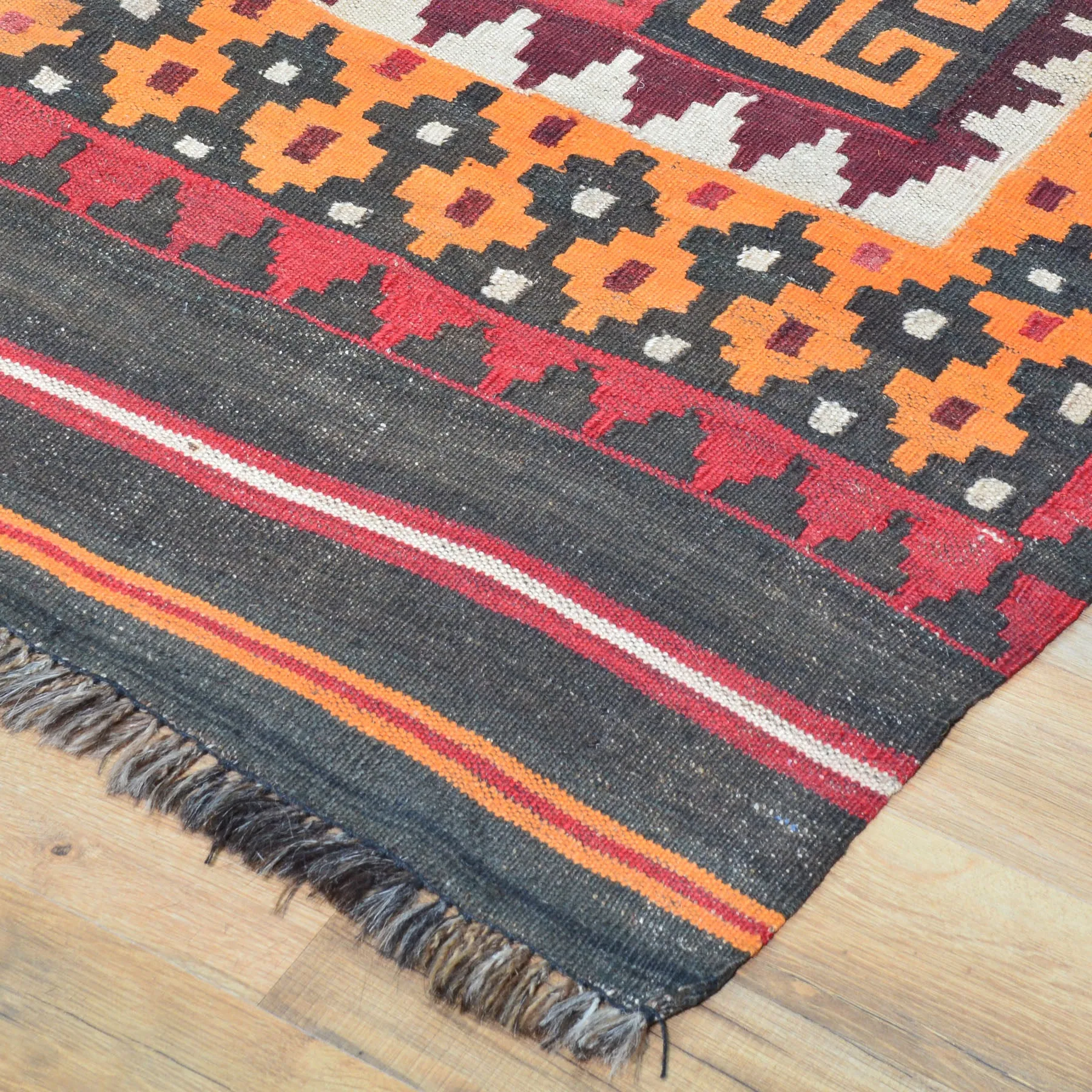 Hand-Woven Geometric Design Flat-Weave Wool Rug (Size 7.3 X 9.10) Cwral-8220
