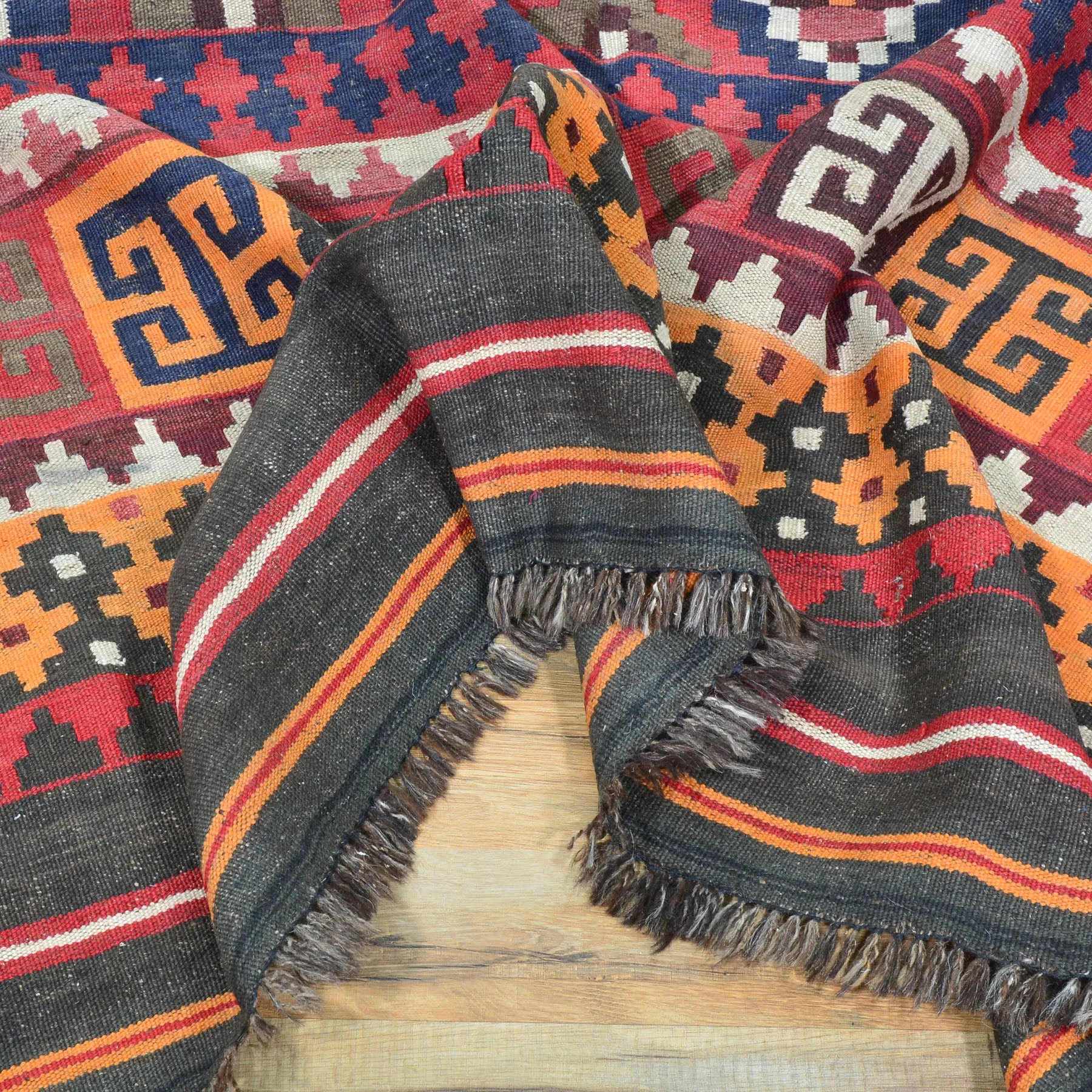 Hand-Woven Geometric Design Flat-Weave Wool Rug (Size 7.3 X 9.10) Cwral-8220