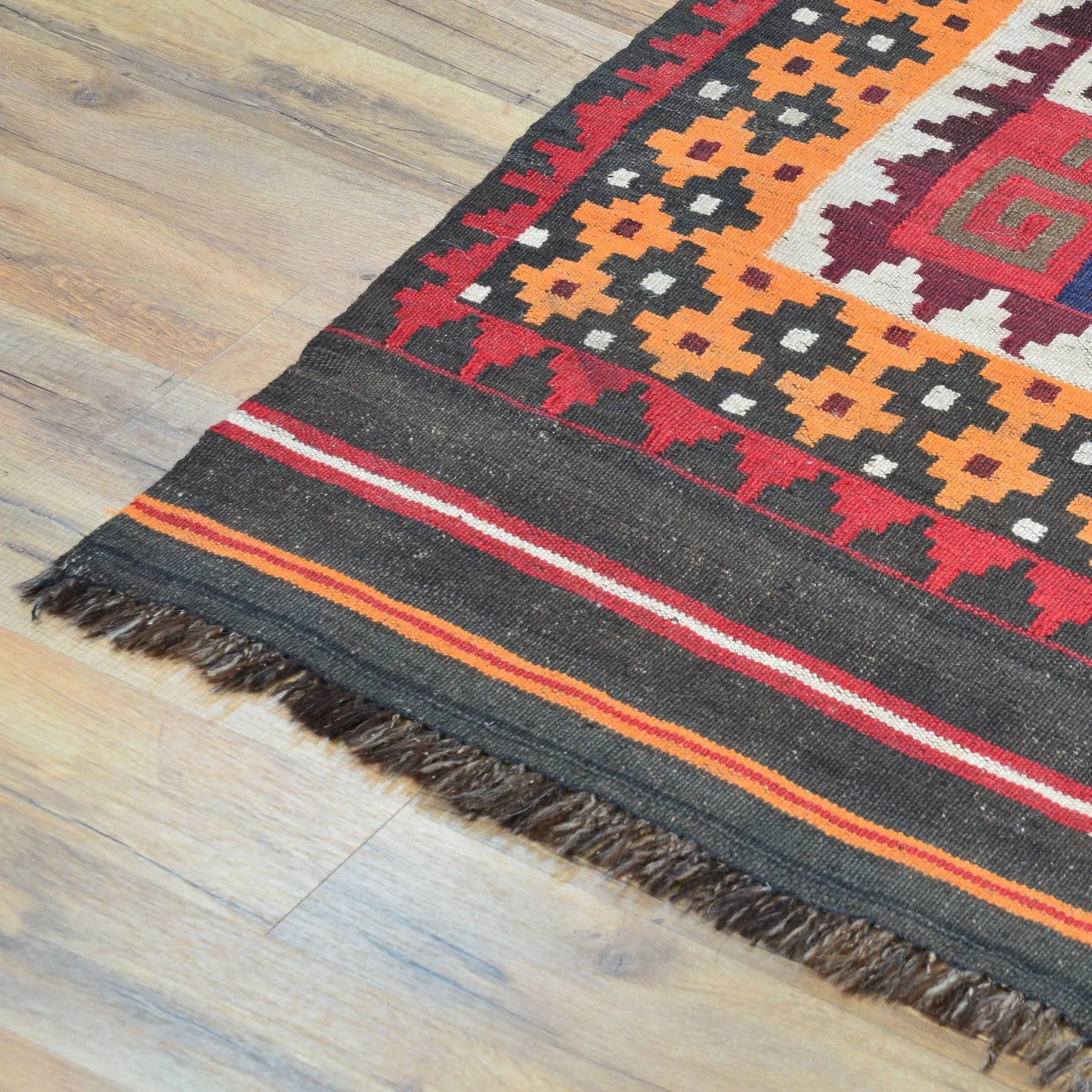 Hand-Woven Geometric Design Flat-Weave Wool Rug (Size 7.3 X 9.10) Cwral-8220