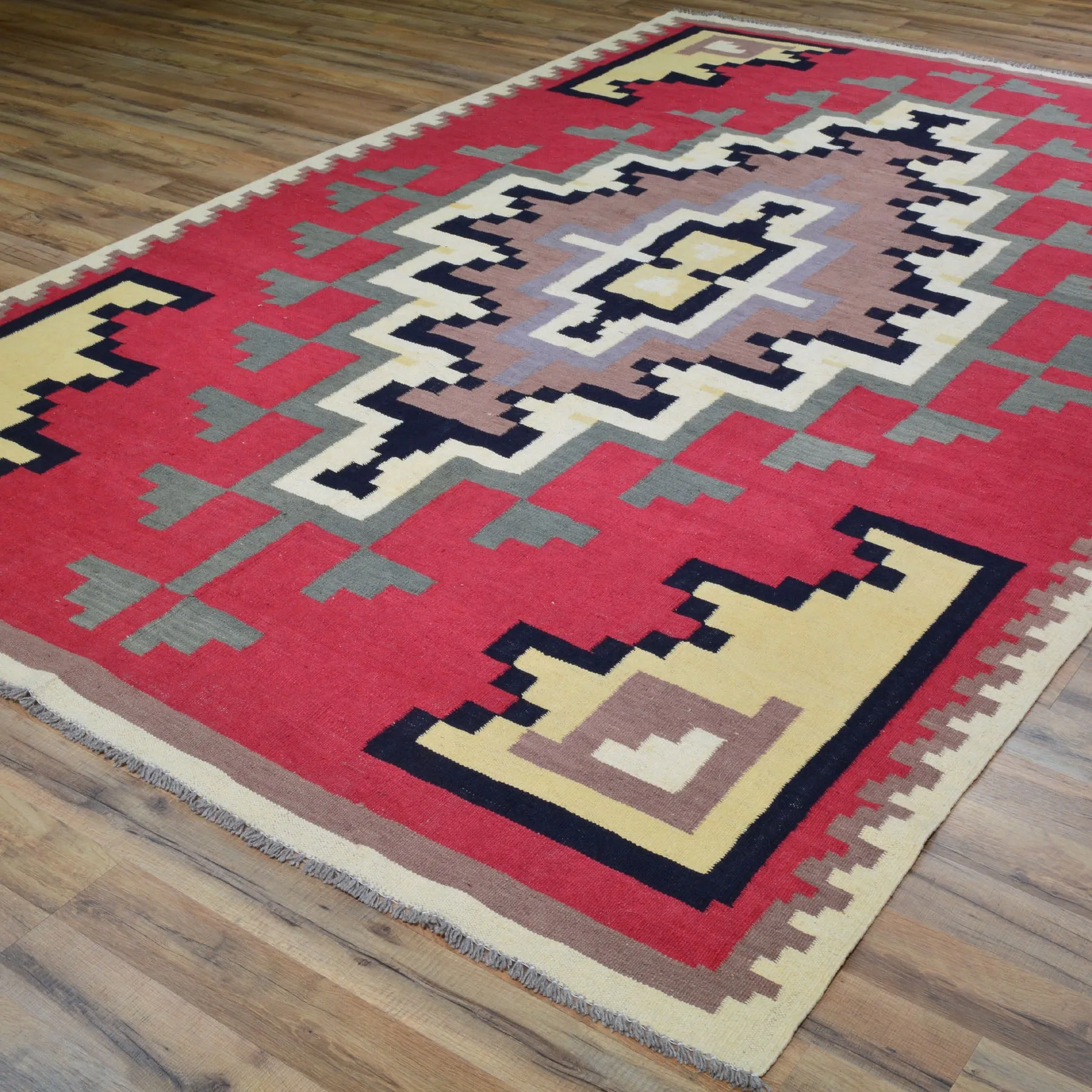 Hand-Woven Southwestern Design Wool Handmade Rug (Size 6.6 X 9.10) Cwral-8691