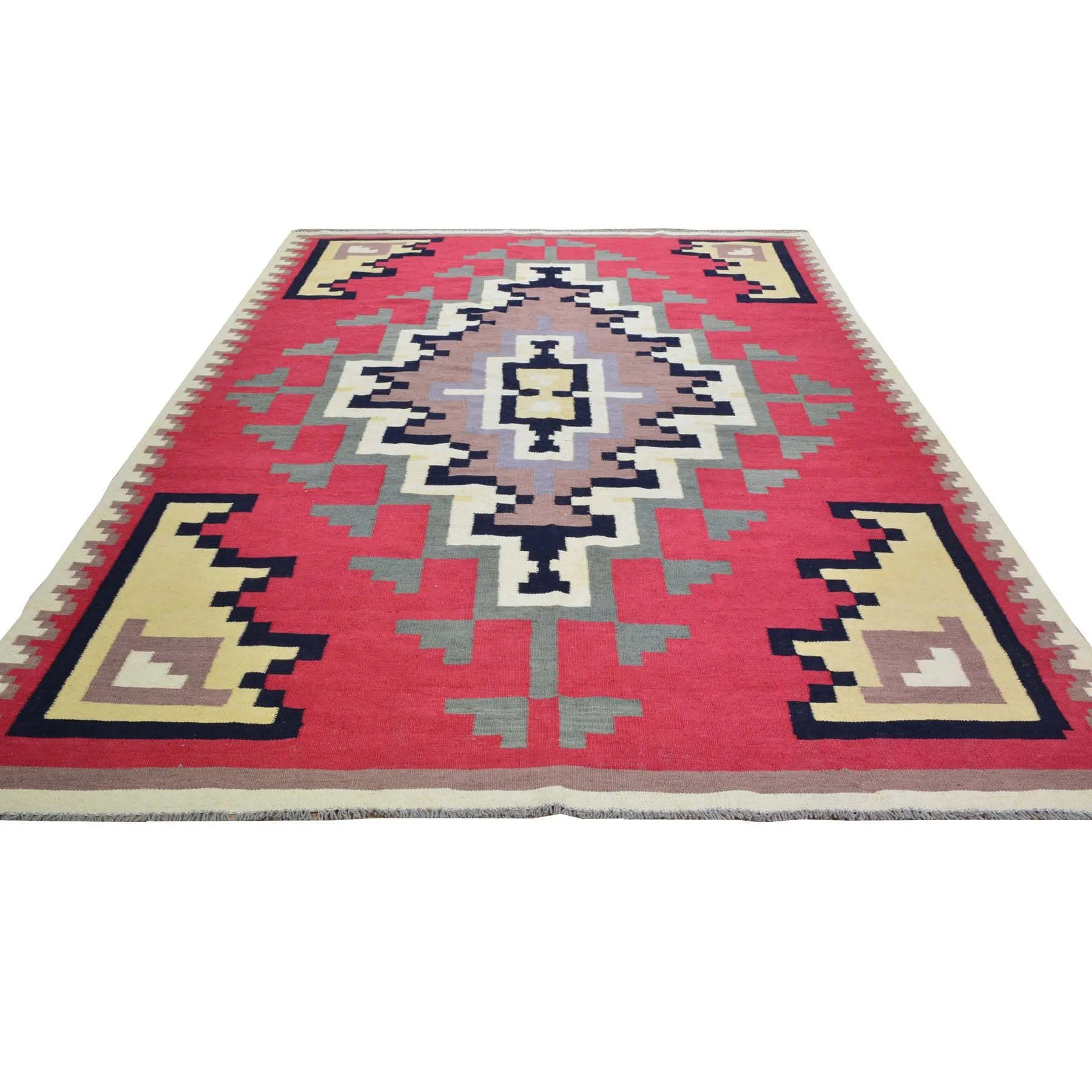 Hand-Woven Southwestern Design Wool Handmade Rug (Size 6.6 X 9.10) Cwral-8691