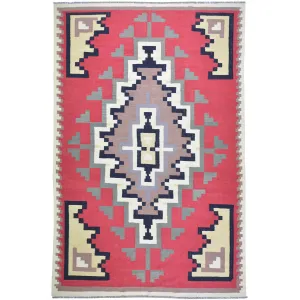 Hand-Woven Southwestern Design Wool Handmade Rug (Size 6.6 X 9.10) Cwral-8691