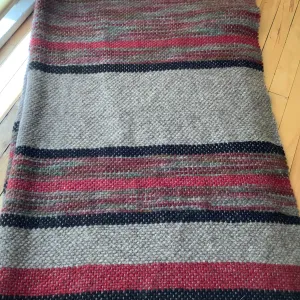 Handwoven Wool Blanket Gray, Red, Black, Twin