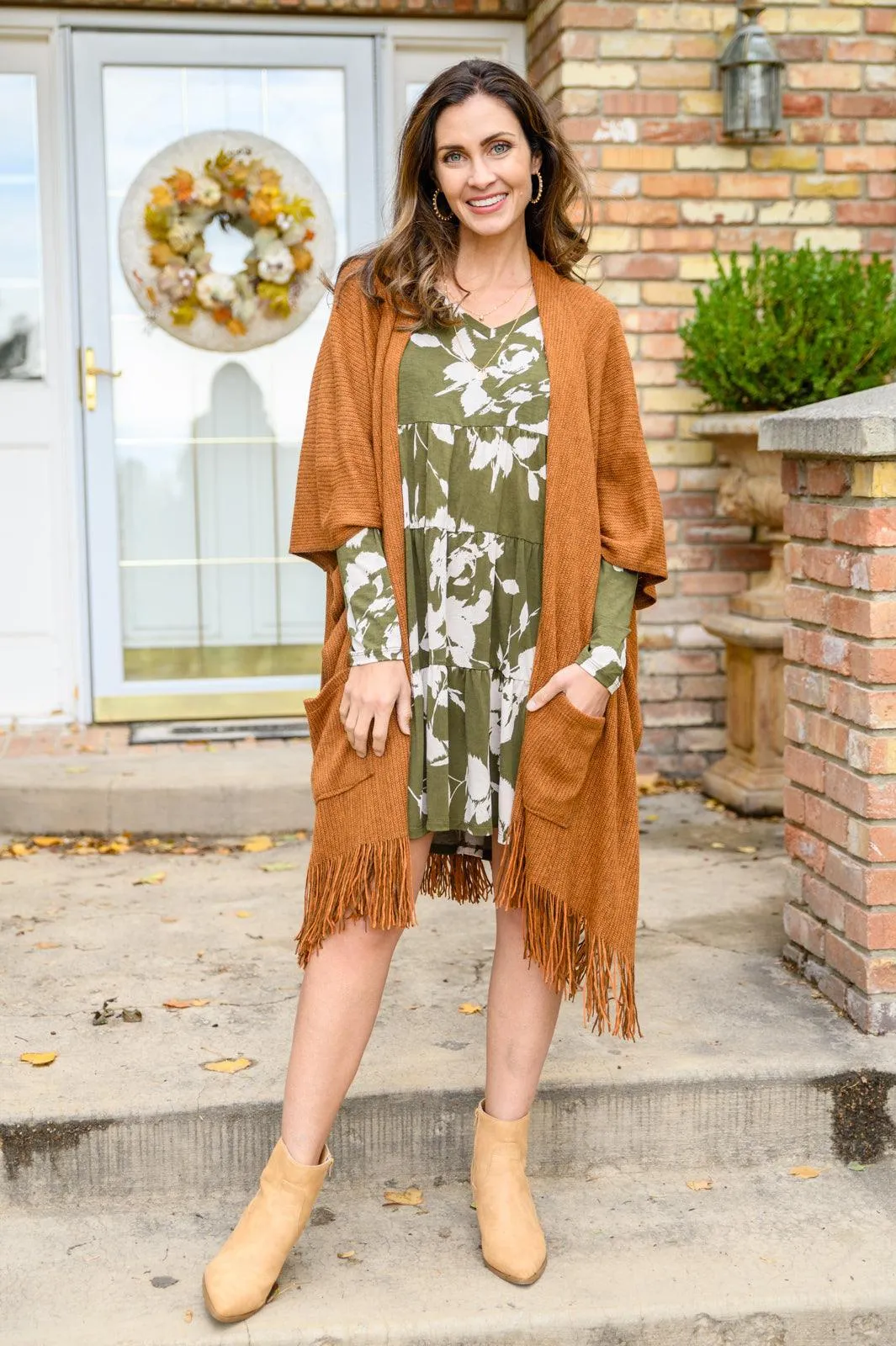 Hazel Blues® |  Worthwhile Moment Floral Tiered Dress In Olive