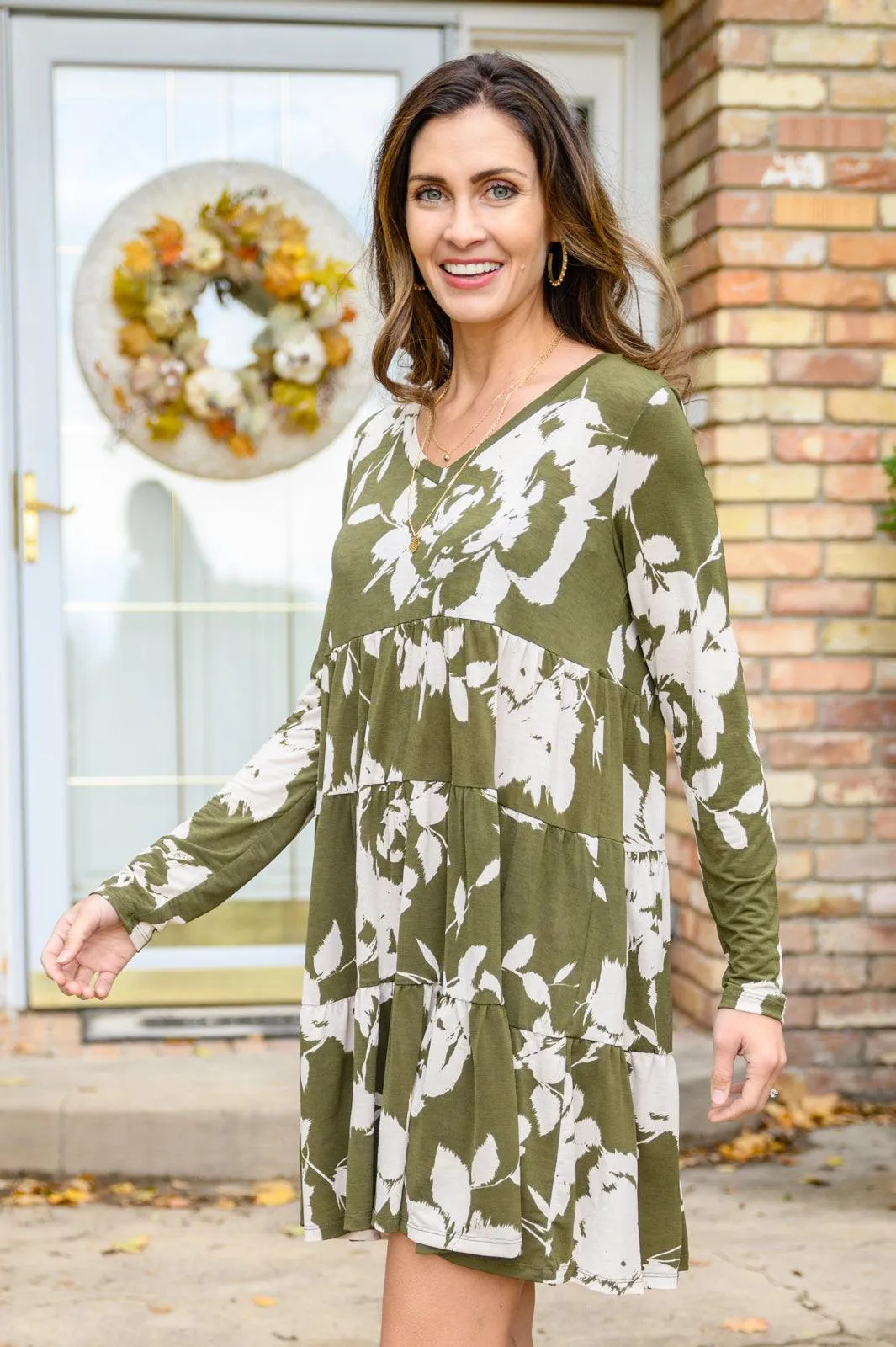 Hazel Blues® |  Worthwhile Moment Floral Tiered Dress In Olive