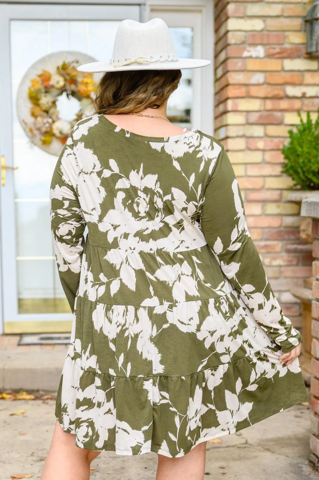 Hazel Blues® |  Worthwhile Moment Floral Tiered Dress In Olive