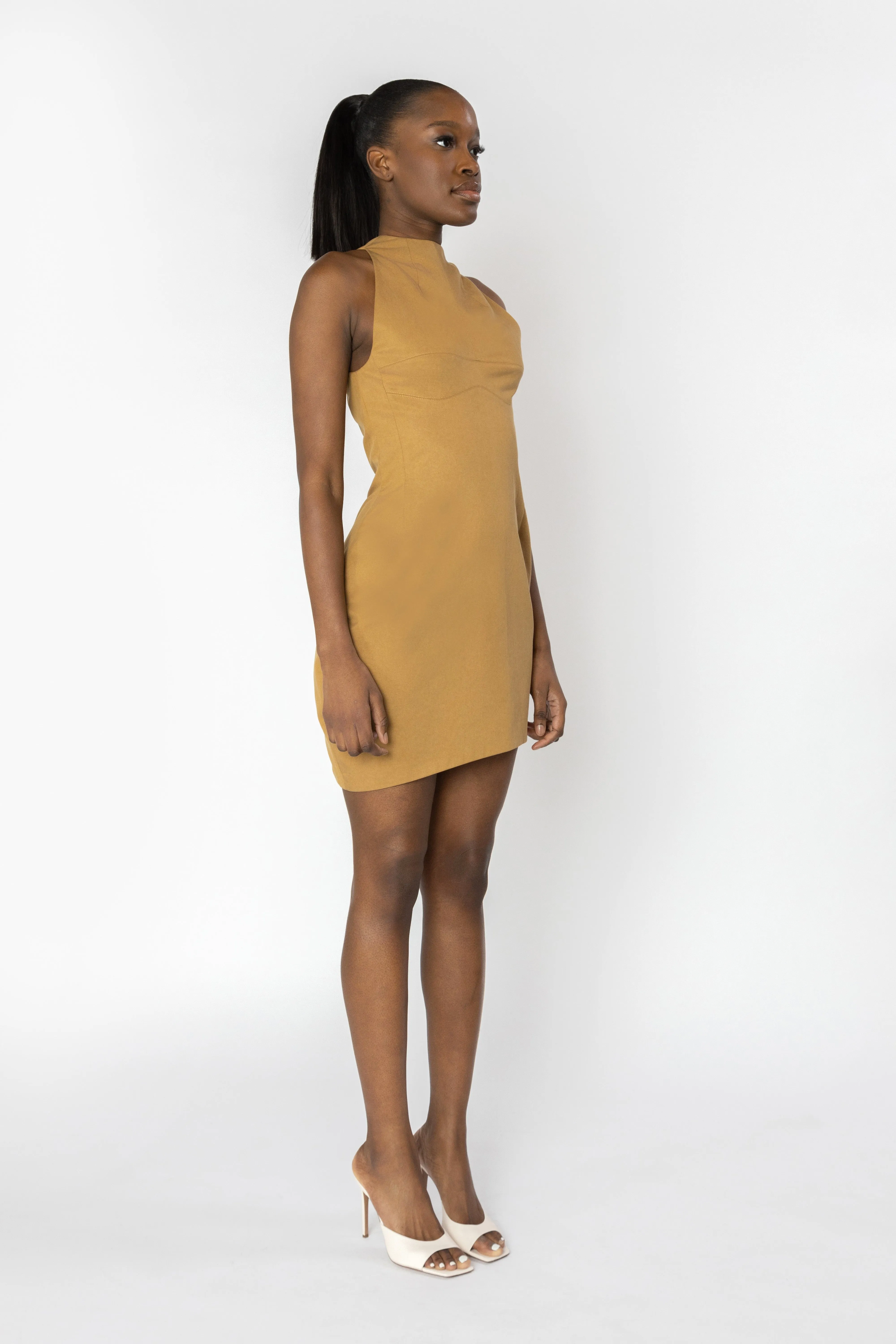 INNANA Halter Asymmetric Mini Dress