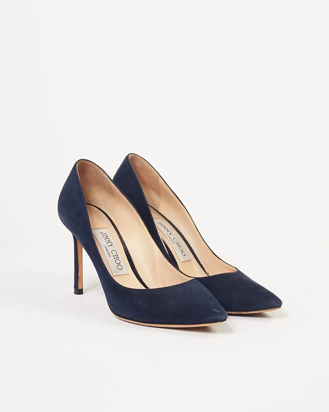 Jimmy Choo Navy Suede Point Toe Pumps - 36