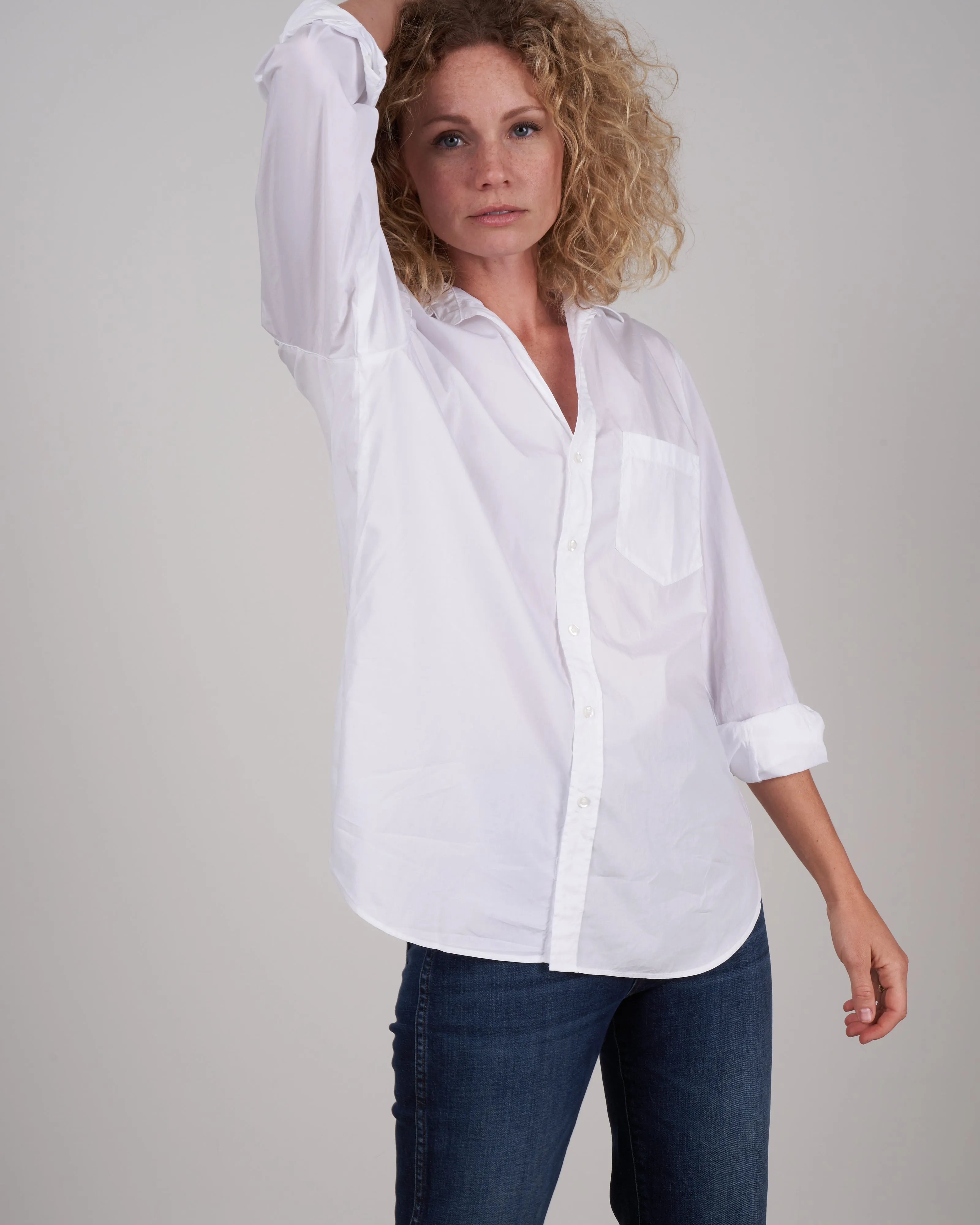 joedy woven button up - white piumino