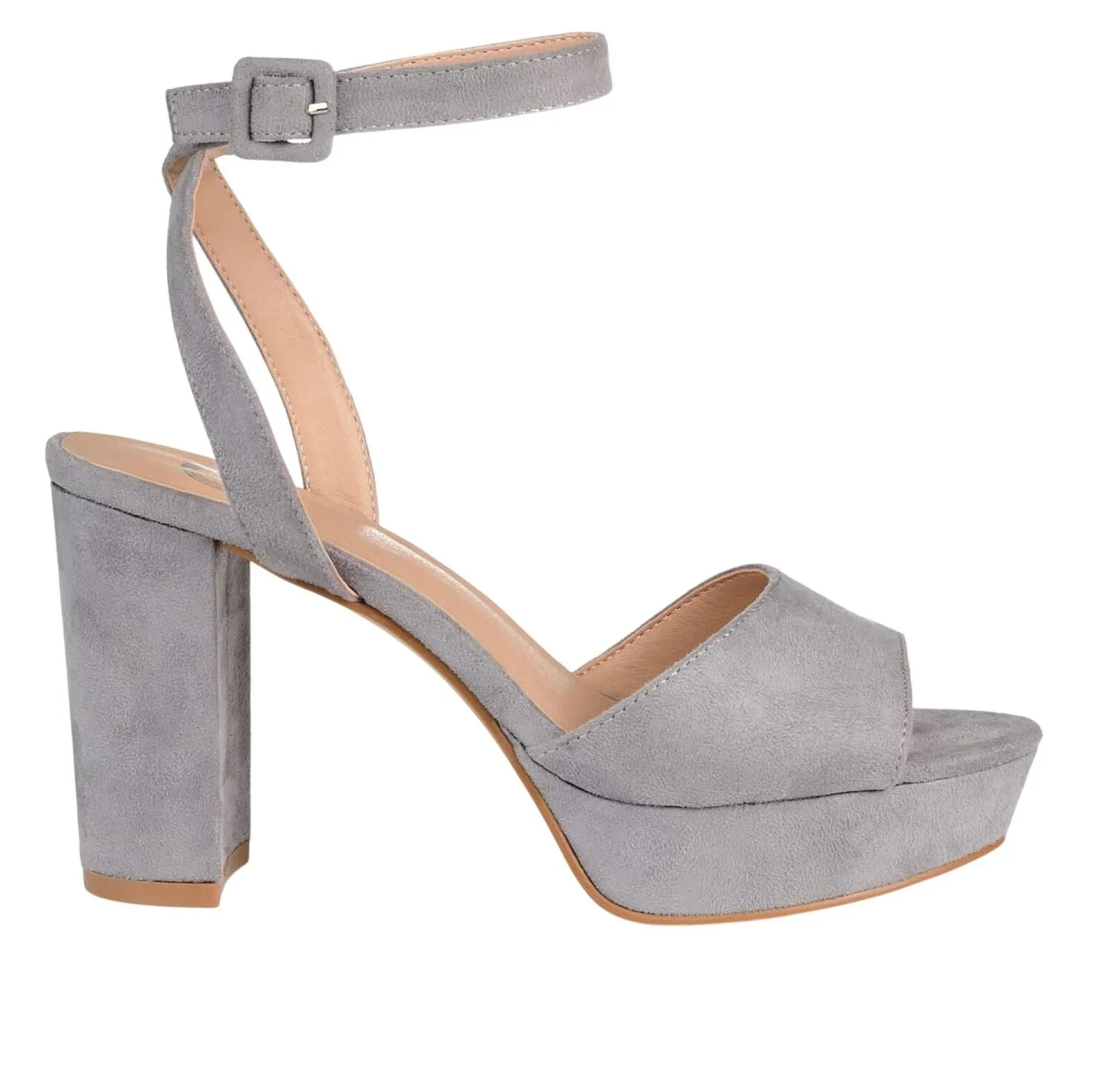 Journee Collection Womens Open Toe Strappy Platform Pumps NAIRRI-GRY Gray 8M