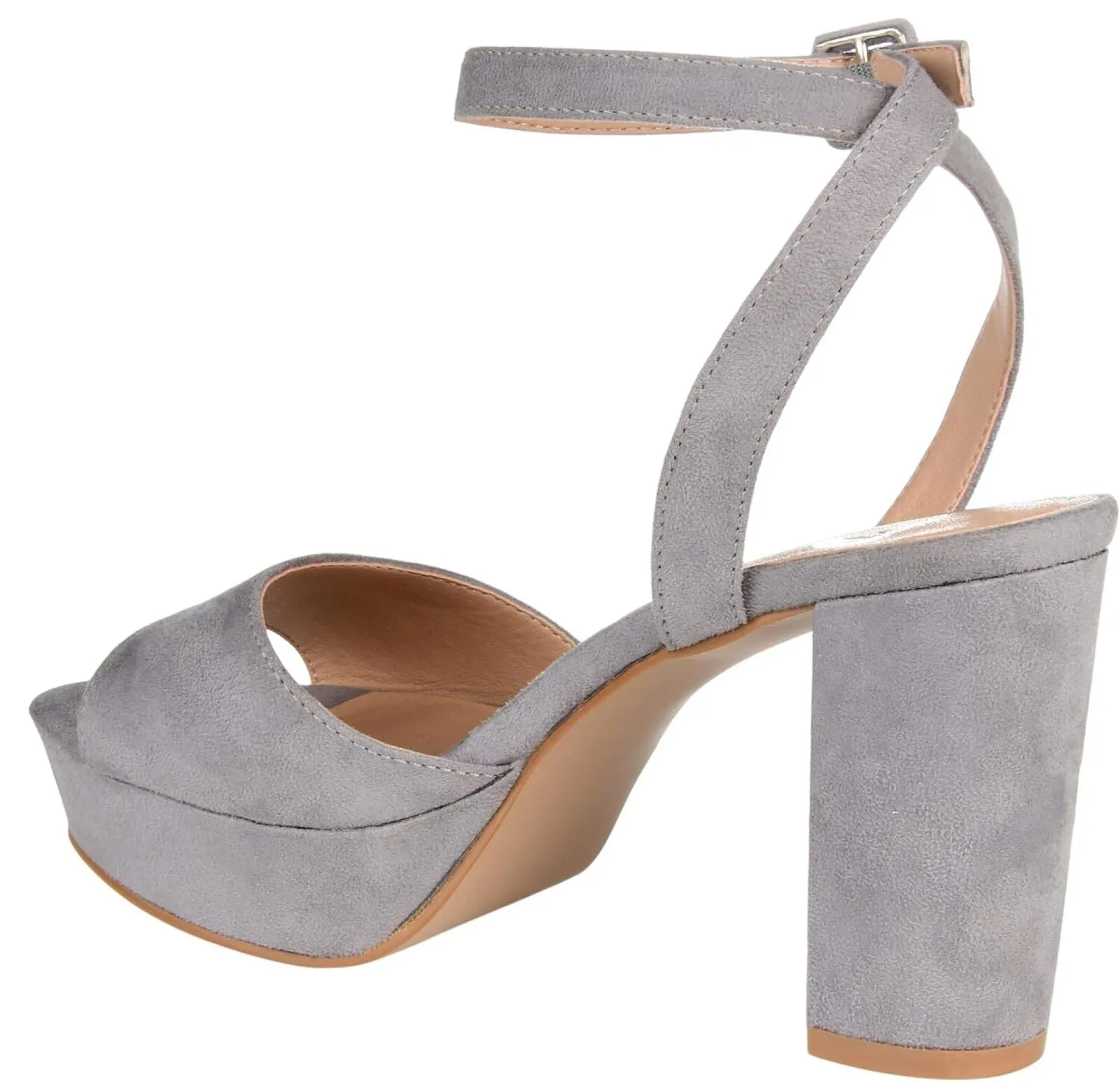 Journee Collection Womens Open Toe Strappy Platform Pumps NAIRRI-GRY Gray 8M