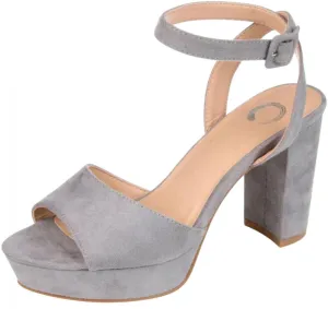 Journee Collection Womens Open Toe Strappy Platform Pumps NAIRRI-GRY Gray 8M