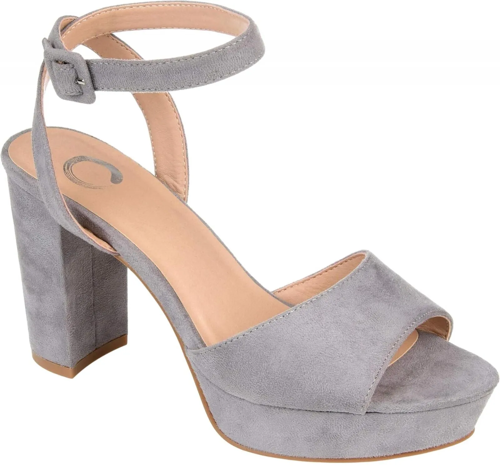 Journee Collection Womens Open Toe Strappy Platform Pumps NAIRRI-GRY Gray 8M