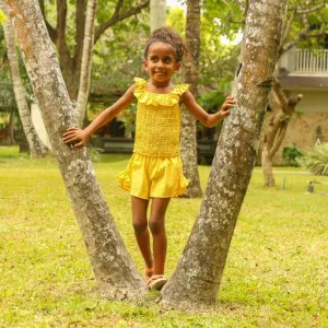 Joyous & Free Golden Girl Yellow Dot Breezy Top