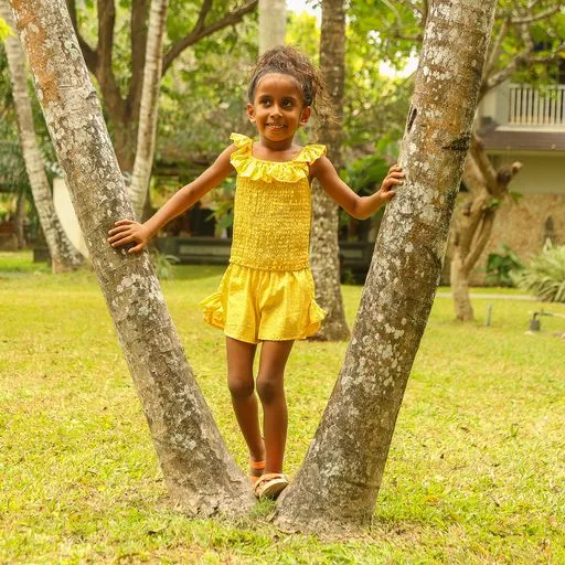 Joyous & Free Golden Girl Yellow Dot Breezy Top