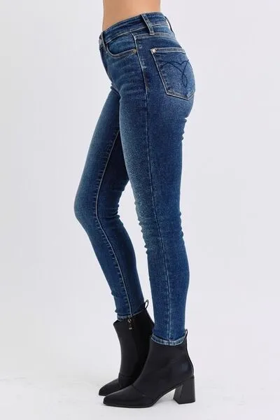 Judy Blue Full Size Run Mid-Rise Waist Skinny Jeans with Thermal Lining ONLINE EXCLUSIVE