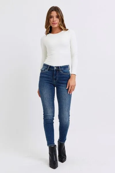 Judy Blue Full Size Run Mid-Rise Waist Skinny Jeans with Thermal Lining ONLINE EXCLUSIVE