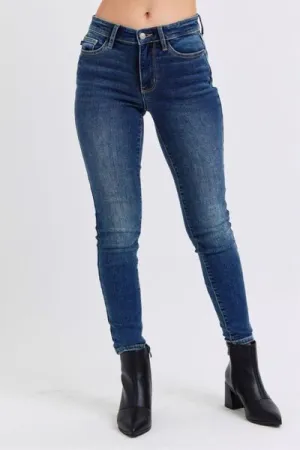 Judy Blue Full Size Run Mid-Rise Waist Skinny Jeans with Thermal Lining ONLINE EXCLUSIVE