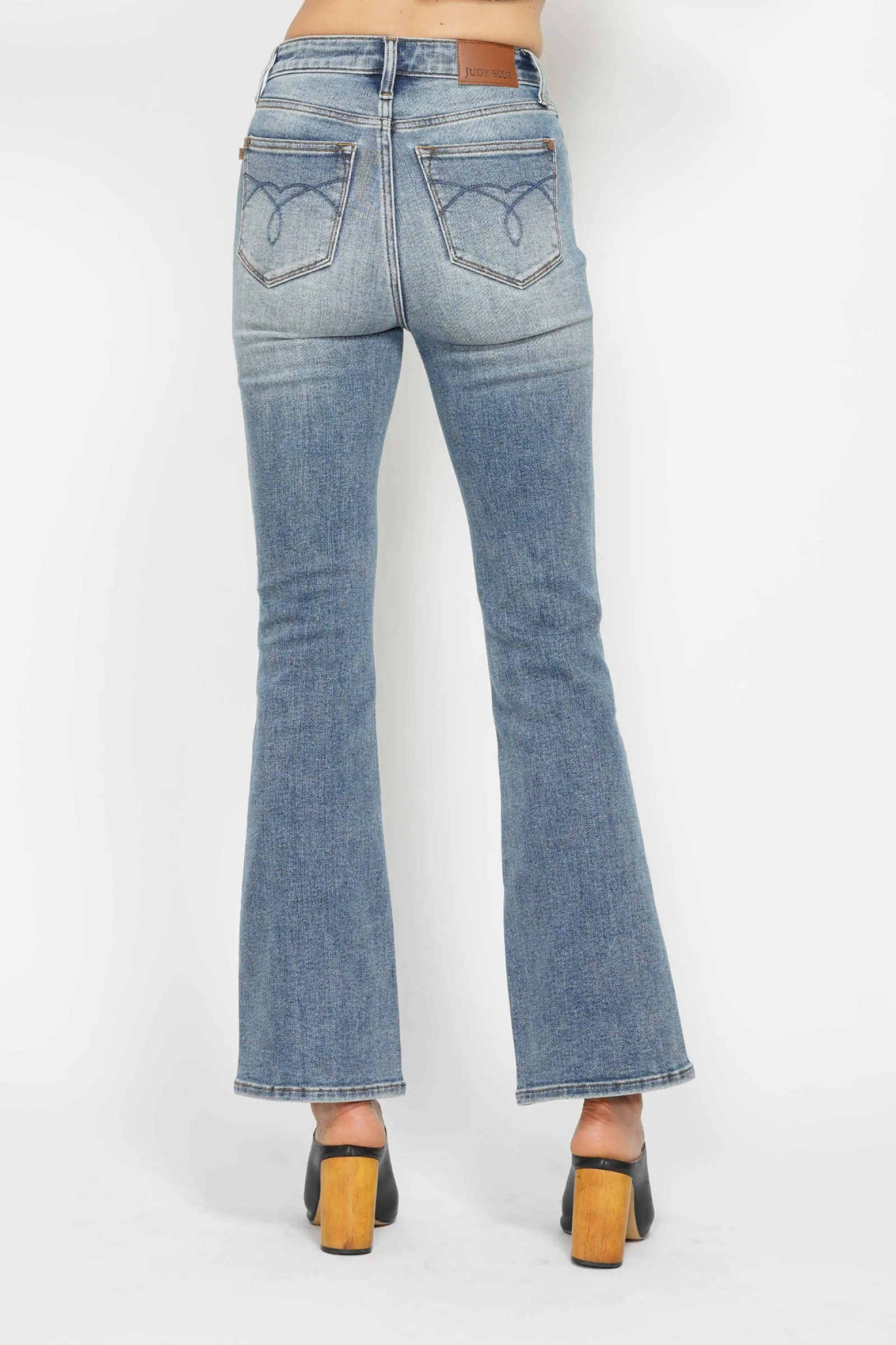 Judy Blue Veronica Tummy Control Back Embroidered Pocketed Bootcut Jeans