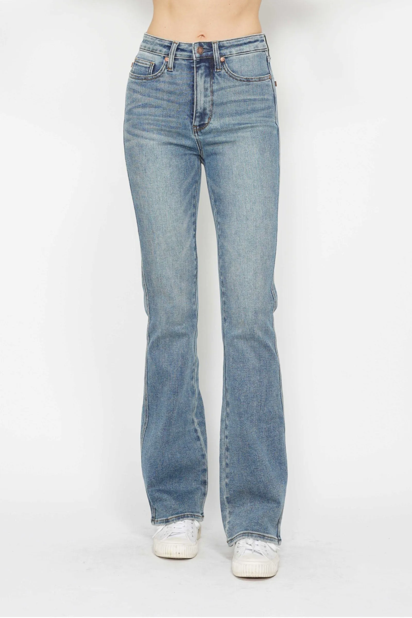 Judy Blue Veronica Tummy Control Back Embroidered Pocketed Bootcut Jeans