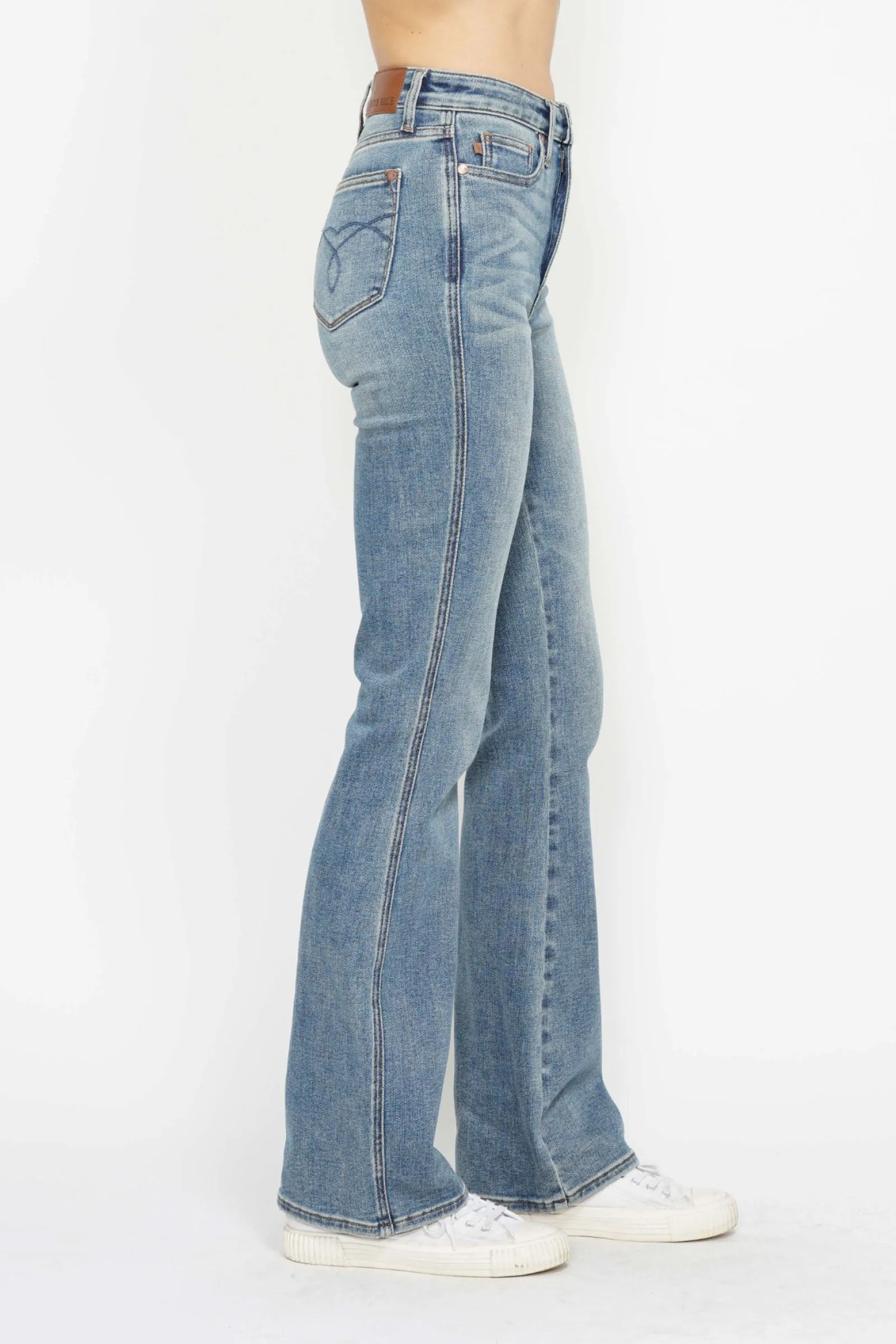 Judy Blue Veronica Tummy Control Back Embroidered Pocketed Bootcut Jeans