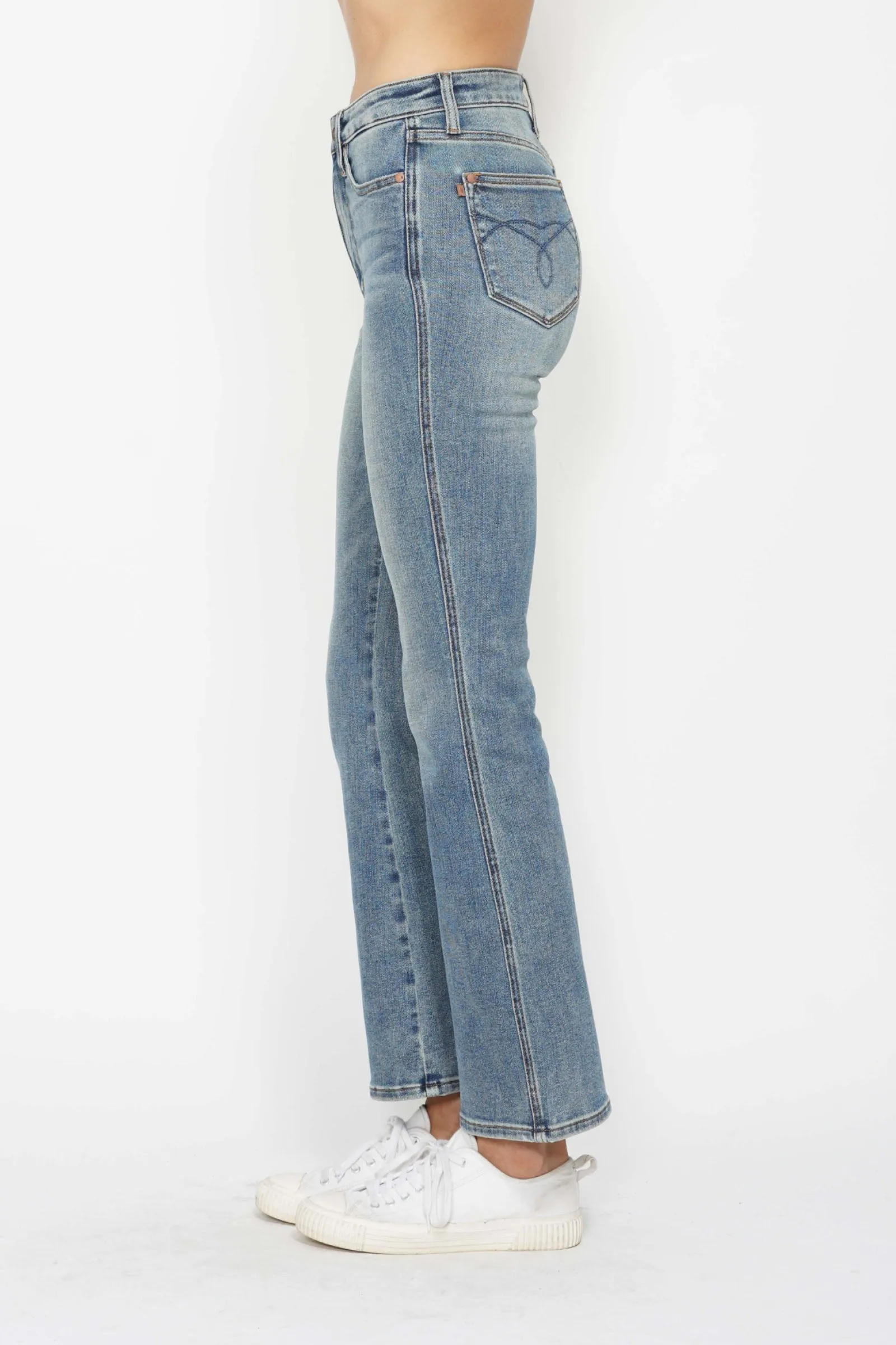 Judy Blue Veronica Tummy Control Back Embroidered Pocketed Bootcut Jeans