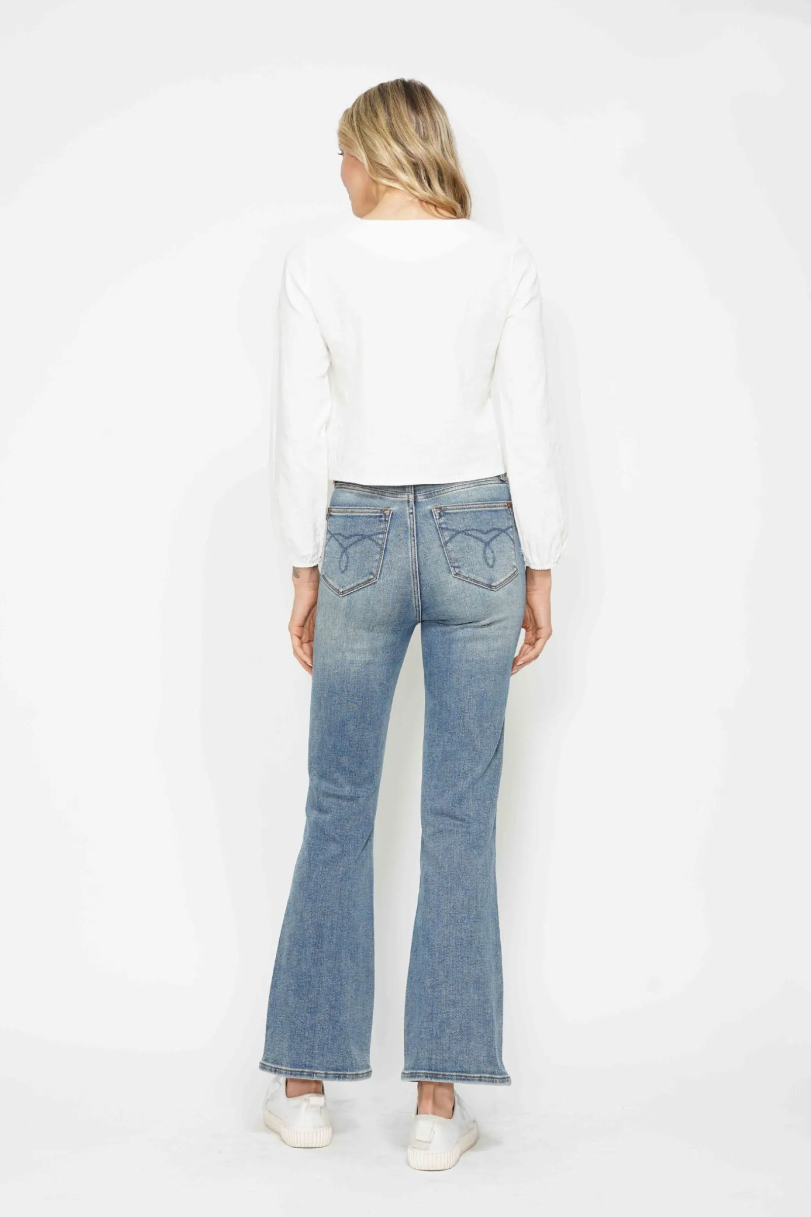 Judy Blue Veronica Tummy Control Back Embroidered Pocketed Bootcut Jeans