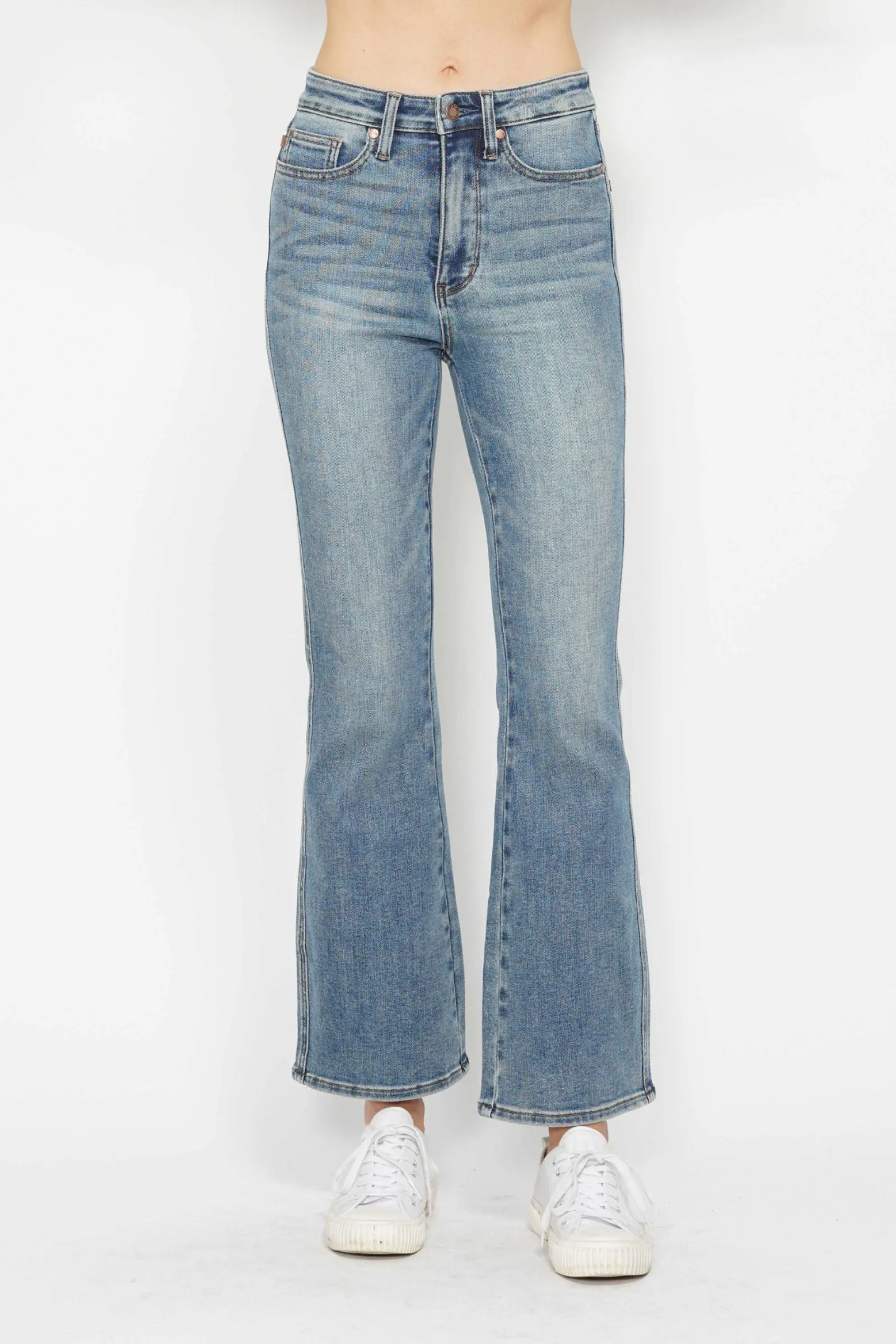 Judy Blue Veronica Tummy Control Back Embroidered Pocketed Bootcut Jeans