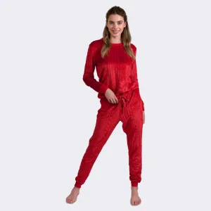 Ladies' 2-PC Carved Plush Cozy Pajama Set