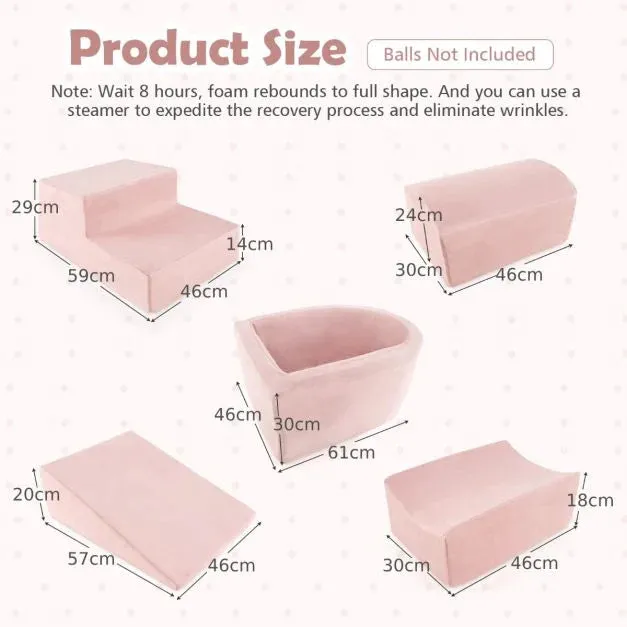 Large Soft Suede Montessori Soft Play Equipment | Ball Pit | Machine Washable | Dusty Pink