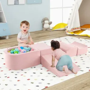 Large Soft Suede Montessori Soft Play Equipment | Ball Pit | Machine Washable | Dusty Pink