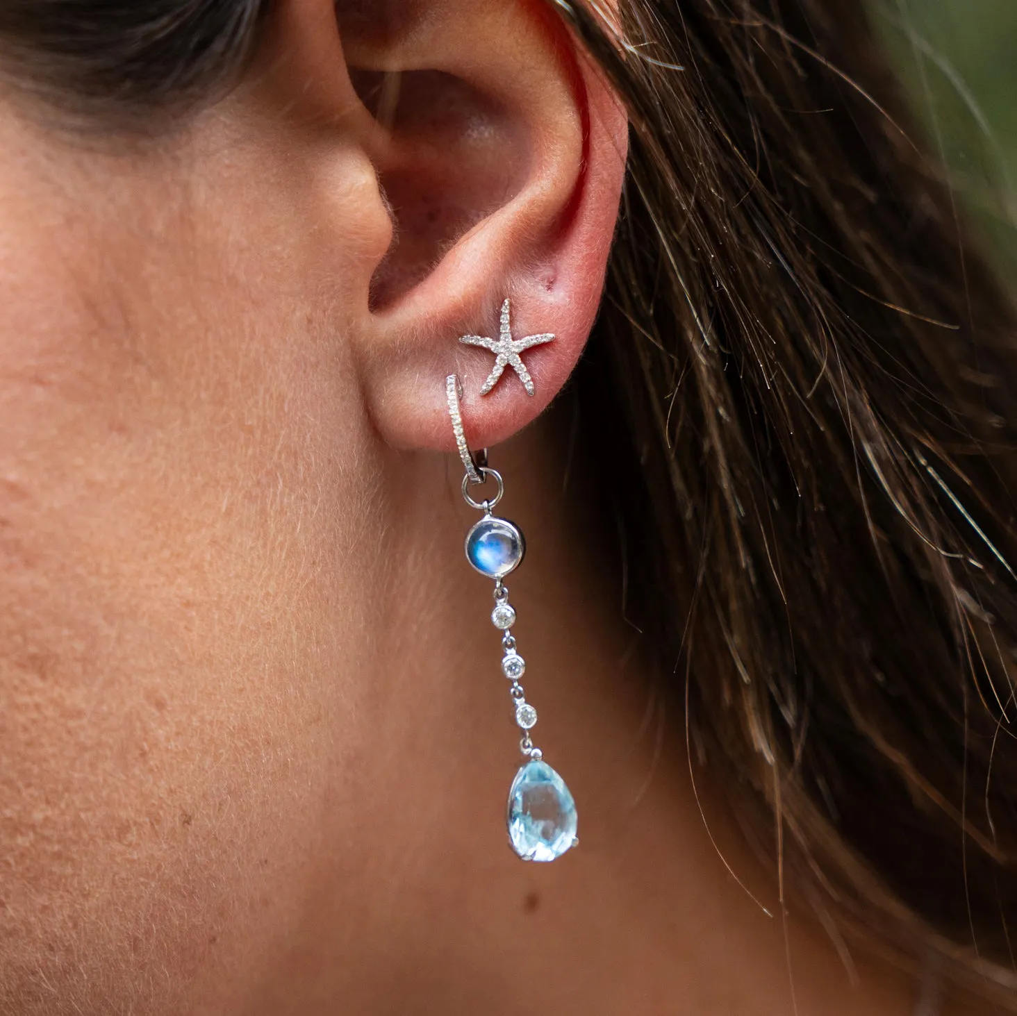 Large Starfish Diamond Stud Earrings
