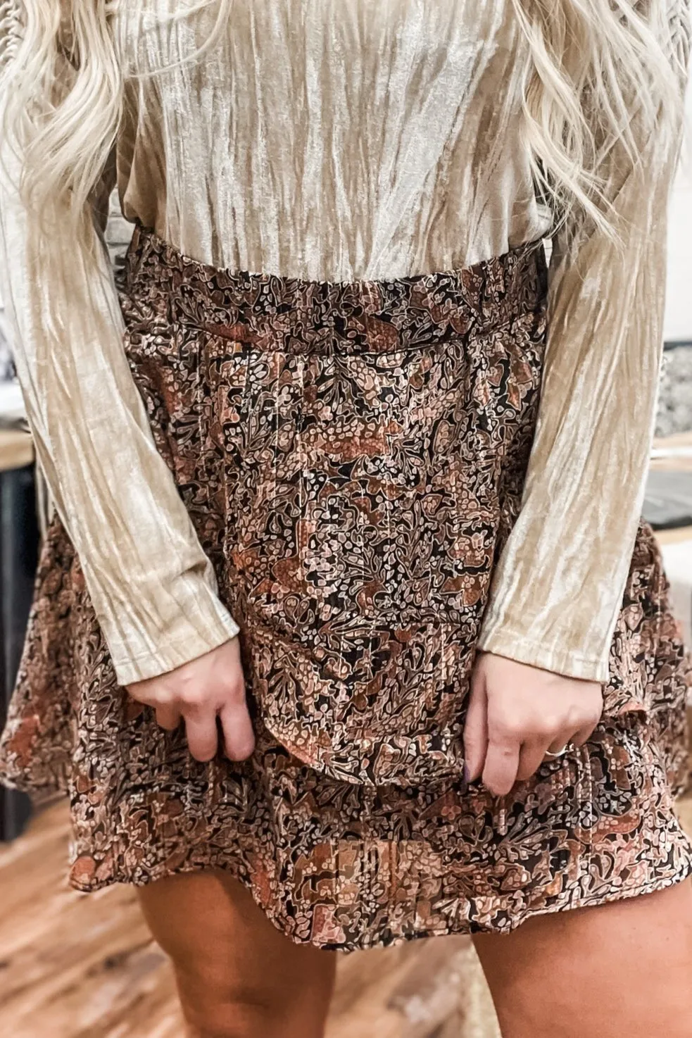 Leela Rust Tiered Woven Skirt