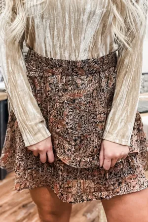Leela Rust Tiered Woven Skirt