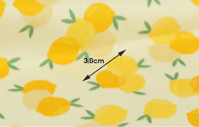 Lemons Cotton Fabric, Fruits Cotton Fabric, Yellow Lemon Fabric - Digital Printing - Fabric By the Yard 85788