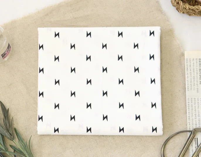 Lightning Bolt Cotton Fabric - Promotional Price - Black and White - By the Yard 94388