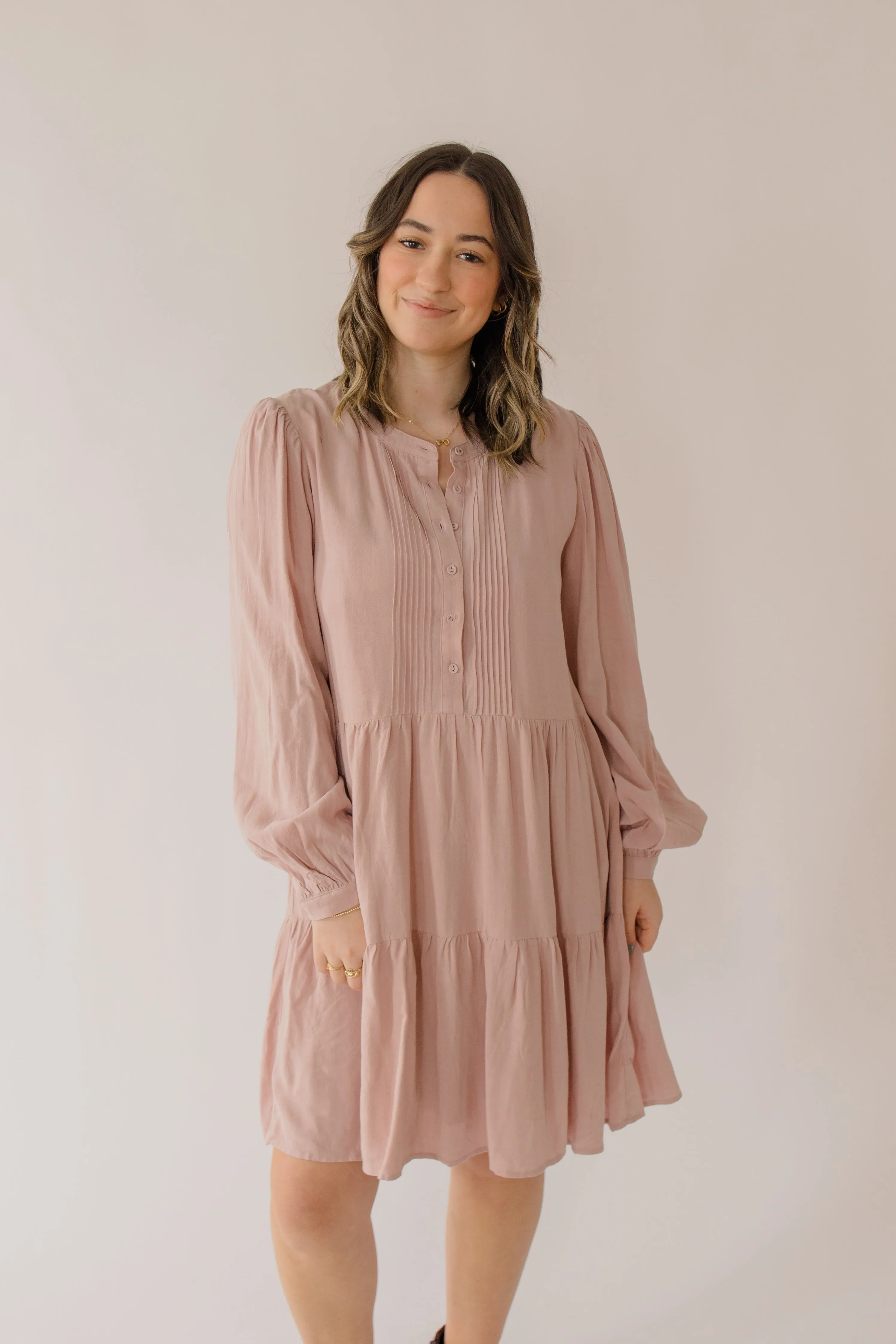 Linen Blend Vintage Babydoll Mini Dress