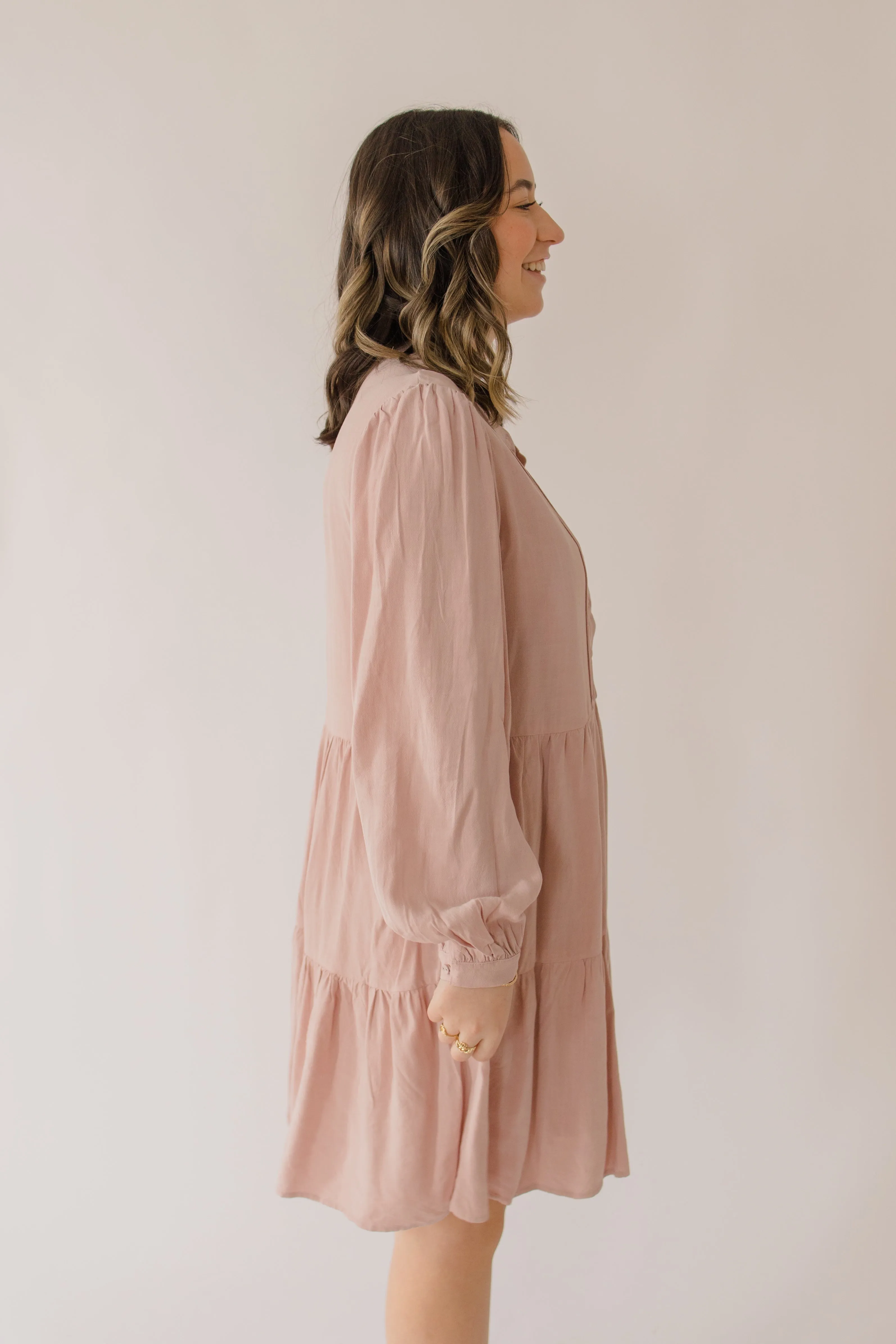 Linen Blend Vintage Babydoll Mini Dress
