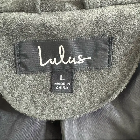 Lulu's Vegan Suede  Green Gray Moto Jacket Size Large