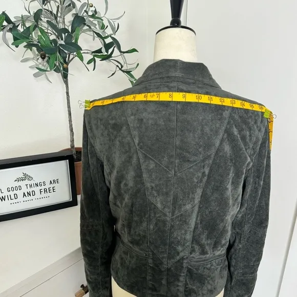 Lulu's Vegan Suede  Green Gray Moto Jacket Size Large