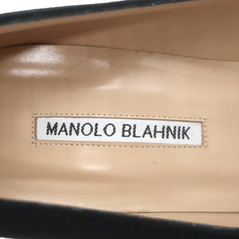 Manolo Blahnik BB 70 Pumps Black Suede Size 40 Pointed Toe Heels