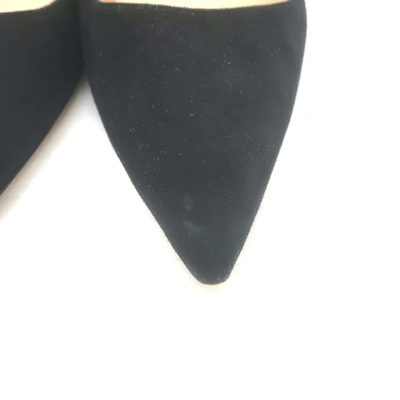 Manolo Blahnik BB 70 Pumps Black Suede Size 40 Pointed Toe Heels