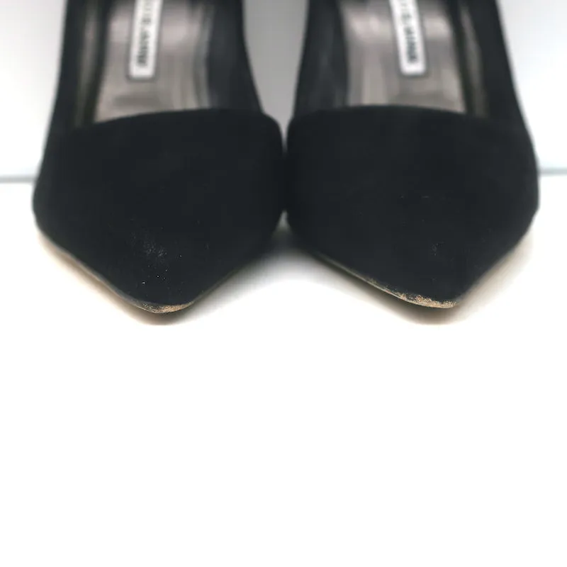 Manolo Blahnik BB Pointed Toe Pumps Black Suede Size 36
