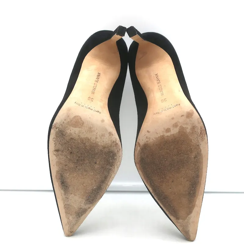 Manolo Blahnik BB Pointed Toe Pumps Black Suede Size 36