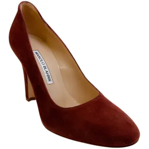 Manolo Blahnik Dark Chocolate Brown Suede Verin 105 Pumps