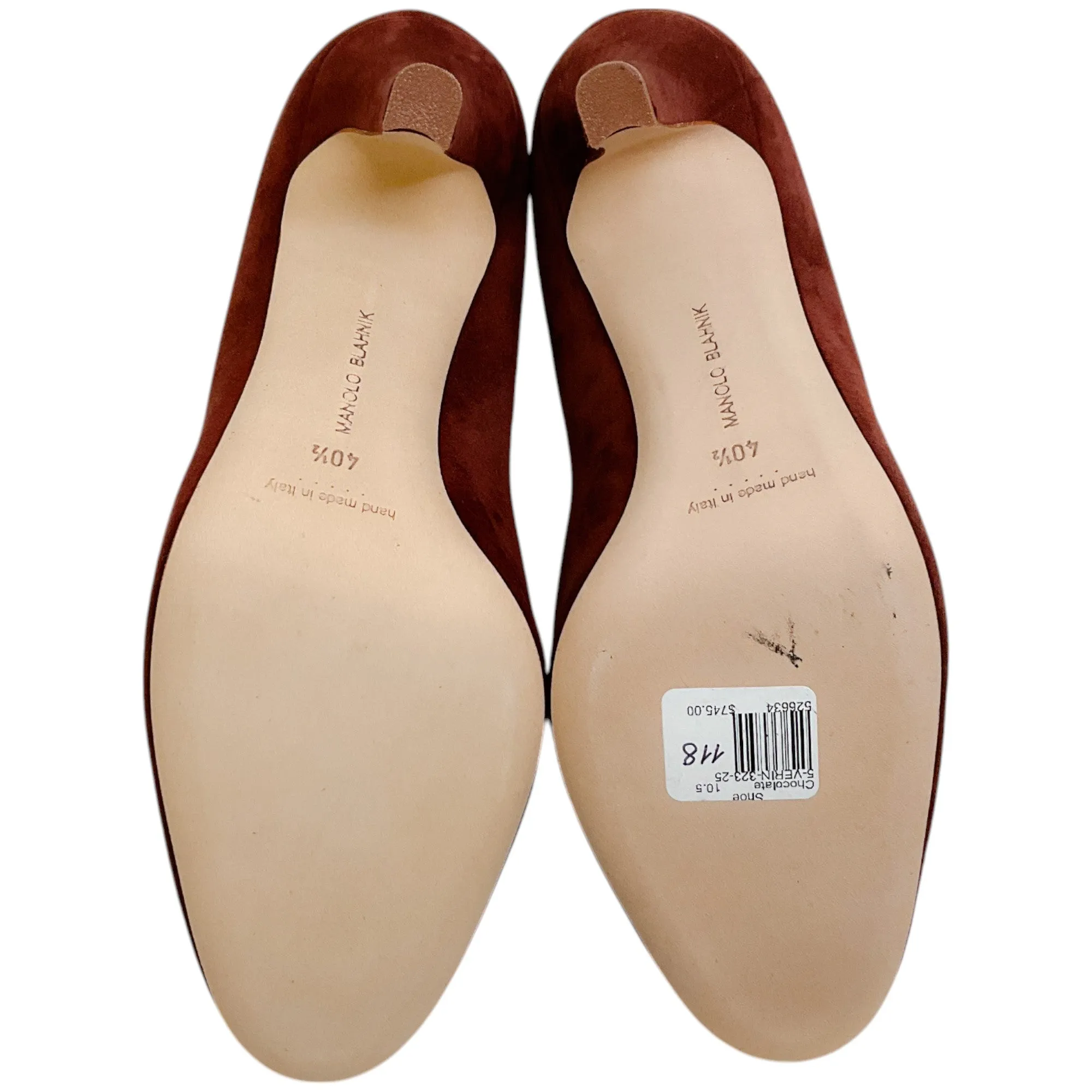 Manolo Blahnik Dark Chocolate Brown Suede Verin 105 Pumps