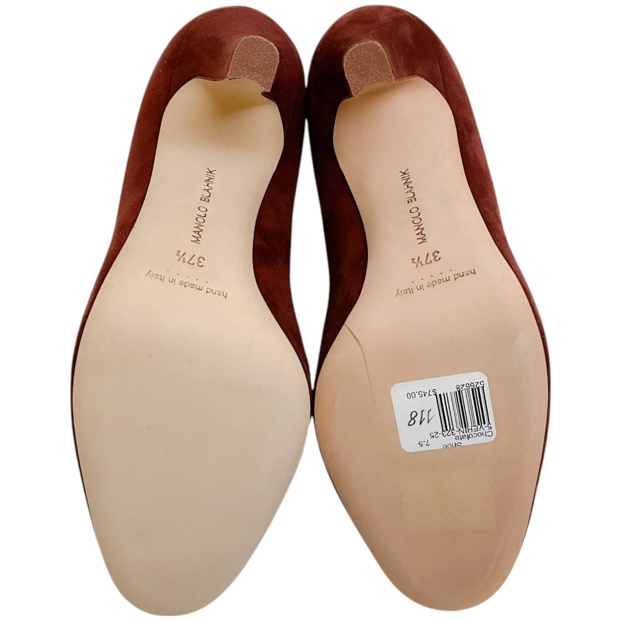 Manolo Blahnik Dark Chocolate Brown Suede Verin 105 Pumps