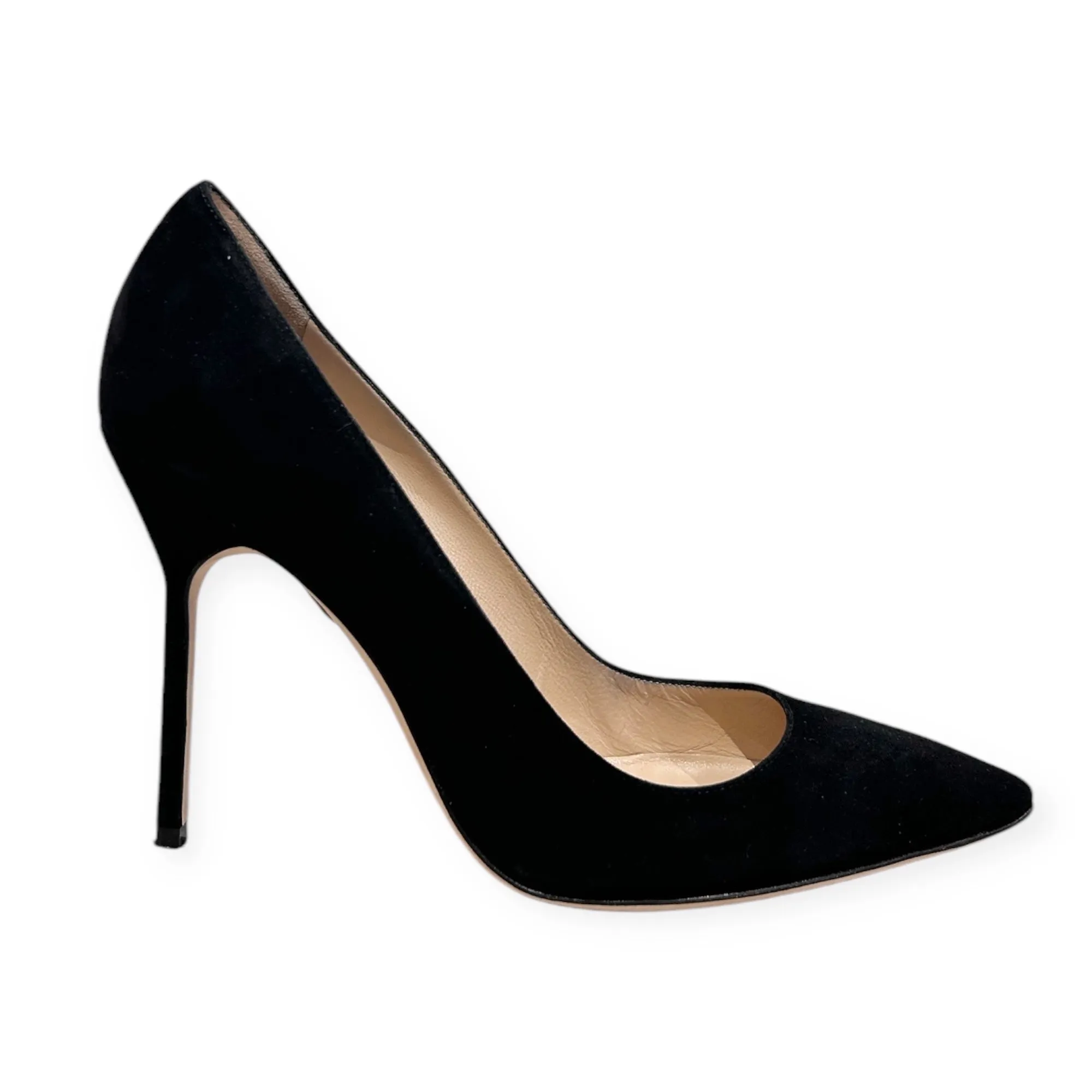 Manolo Blahnik Shoes, Black Suede Pumps (size 38.5)