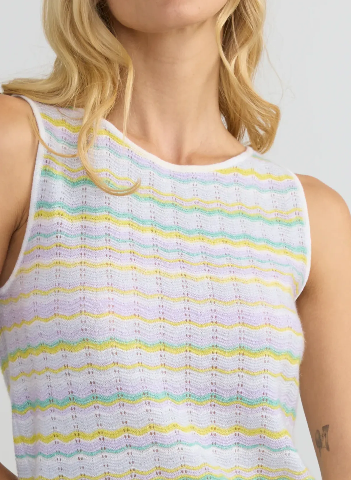 Margaret O'Leary Chevron Tank in Mint Mix